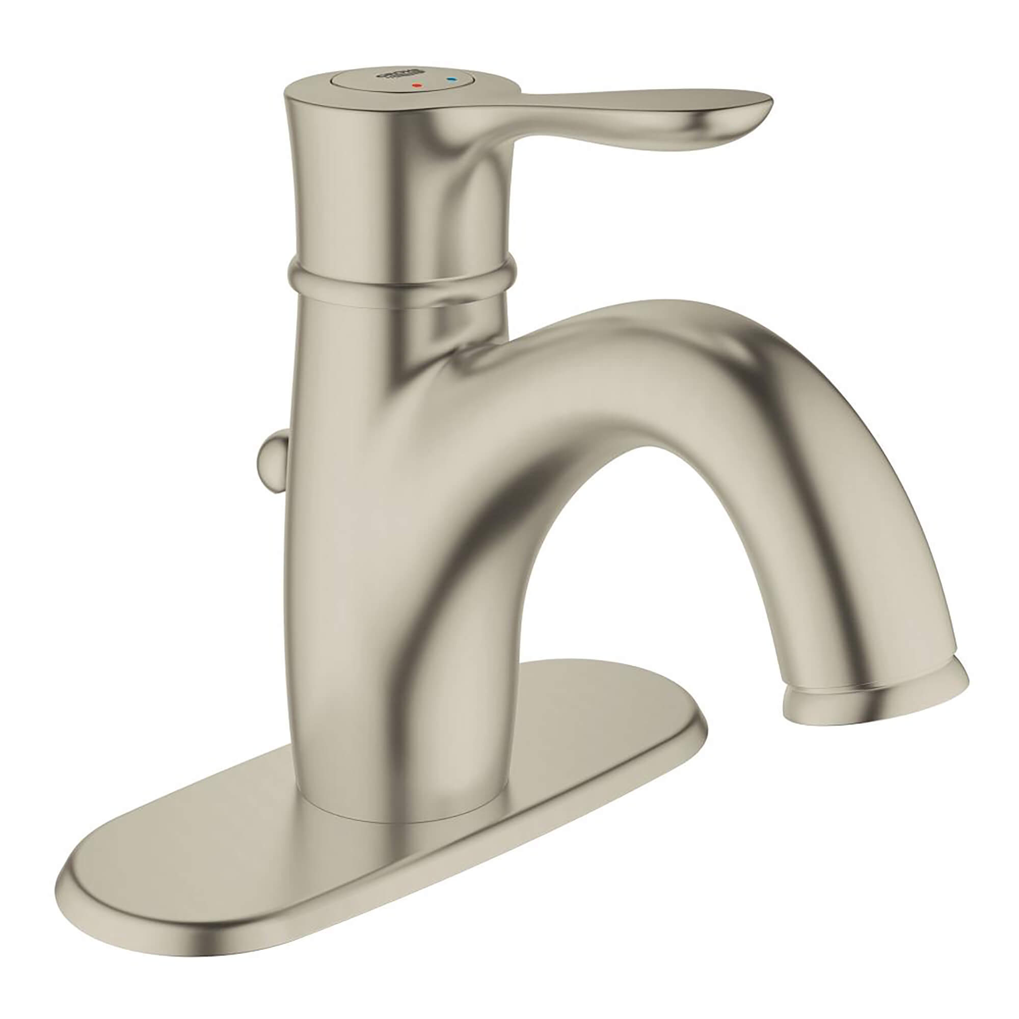 Centerset Single Handle Single Hole Bathroom Faucet With Escutcheon   15 GPM GROHE BRUSHED NICKEL